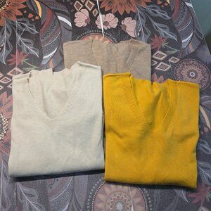 Unbranded Brown Cream Gold Longsleeve Lightweight Sweaters Bundle of 3